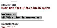 Mit Wrstchen Islamzentrum ..., die WAZ hats